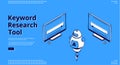 Keyword research tool isometric landing page.