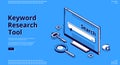 Keyword research tool isometric landing page.