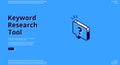 Keyword research tool isometric landing page.