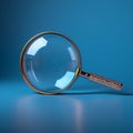 Keyword search brilliance Magnifying glass on blue, SEO optimization concept