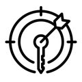 Keyword target icon, outline black style