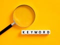 Keywords, keywording and search engine optimization SEO concept. Searching for keywords
