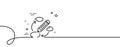 Keywords line icon. Pencil symbol. Continuous line with curl. Vector