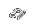 Keywords line icon. Pencil symbol.