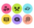 Keywords, Web tutorials and Chat messages icons set. Intersection arrows, Reject and Basketball signs. Vector