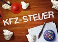 Kfz-steuer desktop memo calculator office think organize Royalty Free Stock Photo