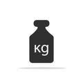 1 kg black dumbbell icon isolated on white