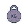 Color illustration icon for Kg, kilogram and mass