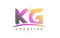 KG K G Letter Logo Design with Magenta Dots and Swoosh