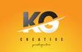 KG K G Letter Modern Logo Design with Yellow Background and Swoosh.