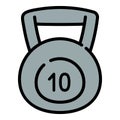 10 kg kettlebell icon, outline style