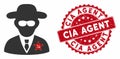 KGB Spy Icon with Scratched CIA Agent Stamp