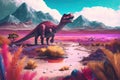 Khaan Colorful Dangerous Dinosaur in Lush Prehistoric Nature by Generative AI