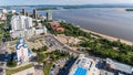 Khabarovsk Komsomolskaya square. the view from the top. filmed with a drone. the Russian far East.