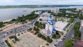 Khabarovsk Komsomolskaya square. the view from the top. filmed with a drone. the Russian far East.