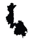 Khabarovsk krai map vector silhouette illustration isolated on white background.