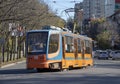 Khabarovsk - October 2019: Tram on Sheronov street