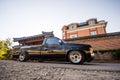 Khabarovsk, Russia - August 28, 2016 : car Nissan Datsun pickup truck on the street, around the house