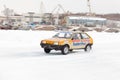 KHABAROVSK, RUSSIA - March 7, 2015: Lada 2108 at winter ice trac