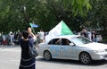 Khabarovsk. Russia. Russian Far East. July 18, 2020. People applaud protesters in support of the arrested governor of the Khabarov