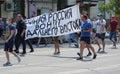 Khabarovsk. Russia. Russian Far East. July 18, 2020. People applaud protesters in support of the arrested governor of the Khabarov