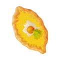 Khachapuri as Traditional Dish of Georgia of Cheese-filled Bread Vector Illustration