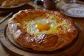 Khachapuri, Georgian cheese-filled bread, delicious and savory.