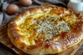 Khachapuri, Georgian cheese-filled bread, delicious and savory.