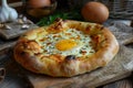 Khachapuri, Georgian cheese-filled bread, delicious and savory.