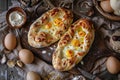 Khachapuri, Georgian cheese-filled bread, delicious and savory.