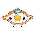 Cute kawaii khachapuri on white background. Vector illustration.