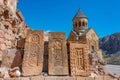 Khachkars in Noravank monastery in Armenia Royalty Free Stock Photo