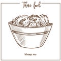 Khaep mu in deep bowl from Thai food