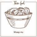 Khaep mu in deep bowl from Thai food