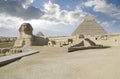 Khafre pyramid and sphinx Royalty Free Stock Photo