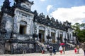 Khai Dinh Emperor`s Mausoleum in Hue Vietnam September 2020: Scenes of the castles in Bana Hills in Da Nang Royalty Free Stock Photo