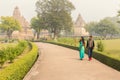 KHAJURAHO, INDIA 4,JANUARY- 2020 : Unidentified foreigner tourist visit to Khajuraho temple, temples attract many visitors