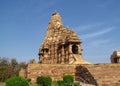 Khajuraho Temple Group of Monuments in India with erotic sculptures on the wall Royalty Free Stock Photo