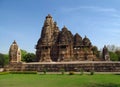 Khajuraho Temple Group of Monuments in India with erotic sculptures on the wall