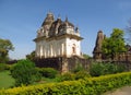 Khajuraho Temple Group of Monuments in India with erotic sculptures on the wall