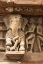 Khajuraho temples and their erotic sculptures, India Royalty Free Stock Photo