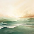 Khaki Abstract Seascape: Painterly Vector Illustration With Luminous Shadows