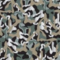 Khaki Camouflage seamless pattern in grey and silver and black colors. points background army fashion vector