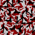 Khaki Camouflage seamless pattern in red and silver and black colors. points background army fashion vector