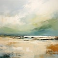 Khaki Contemporary Seascape Abstract: Abstract Pastel Painting Of Beach And Sky Royalty Free Stock Photo