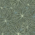 Khaki geometric seamless pattern. Linear branches. Green-gray shades Royalty Free Stock Photo