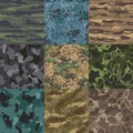 Khaki texture. Camouflage fabric seamless patterns, military clothes textures and army print vector pattern background Royalty Free Stock Photo
