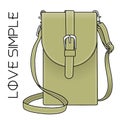 Khaki women's bag isolated on white photo-realistic vector illustration, small fashion shooulderbag.