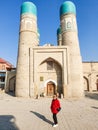 Khalifa Niyazkul Madrasah also known as Chor - Minor from Persian - Four Minarets Old asian architectural landmark