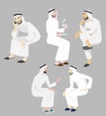 Khaliji Men Icons In Sitting Positions Royalty Free Stock Photo